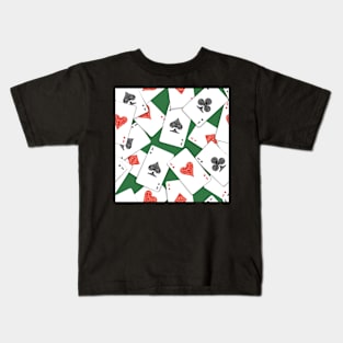 Playing Cards on Green Table Seamless Pattern Kids T-Shirt